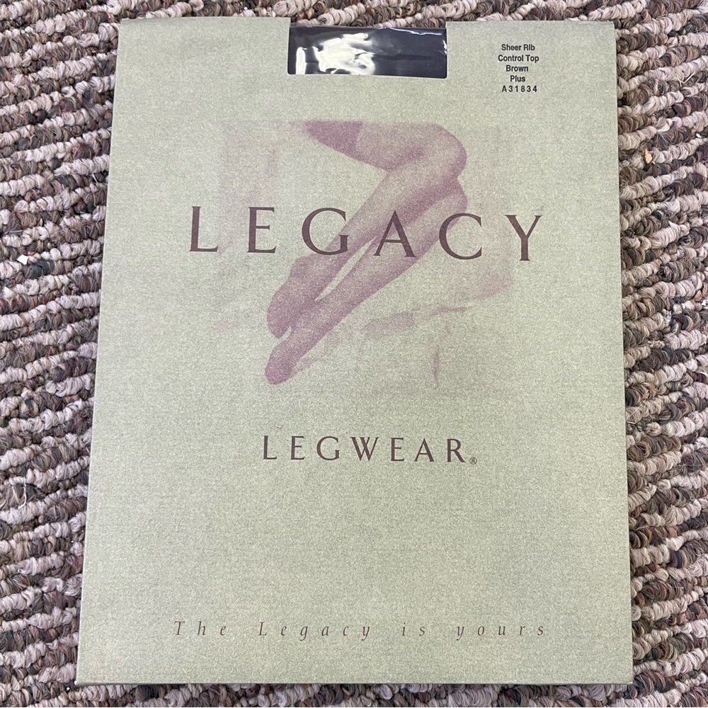 Vintage Legacy Legwear Sheer Rib Control Top Brown PLUS A31834 QVC NWT